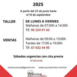 Horario de apertura Aucosa Motor, S.L.L. - Servicio especializado Seat-Audi-VW-Škoda, L'Alcudia de Crespins