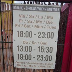 Horario de apertura Pizzeria Evangelina, El Paso