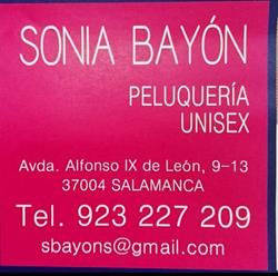 Horario de apertura Peluqueria SONIA BAYÓN, Salamanca