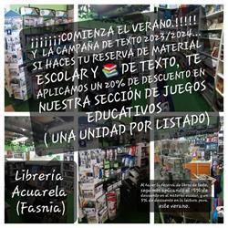Horario de apertura Librería Acuarela Fasnia, 