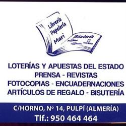 Horario de apertura Papelería Bisutería MARI, Pulpí