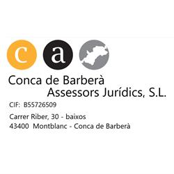 Horario de apertura Conca De Barbera Assessors Juridicsc S.L., Montblanc