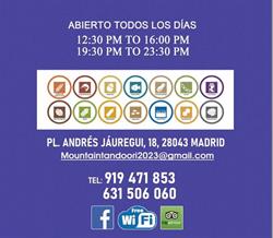 Restaurante Mountain Tandoori en Madrid (Hortaleza) - Horario de apertura