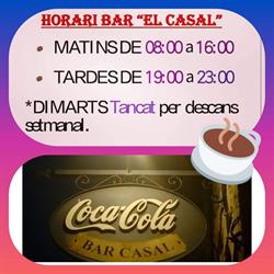 Horario de apertura Bar Casal Els Omellons,