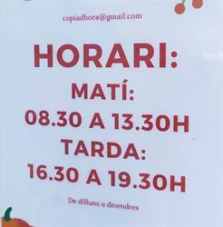 Horario de apertura Copistería, Papelería Copiadhora, Vilanova i la Geltrú