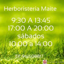 Horario de apertura Herboristeria Maite, Aldaia