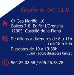 Horario de apertura Sendra & Gil SLU, Castellón de la Plana