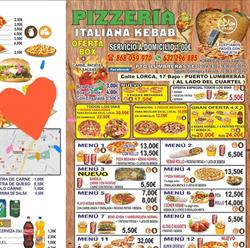 Horario de apertura Pizzeria italiana Kebab, Puerto Lumbreras