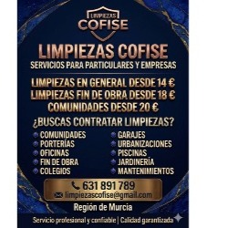 Horario de apertura Limpiezas cofise, Los Dolores